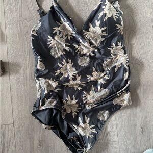 Roxy Black and White Floral Kids One Piece